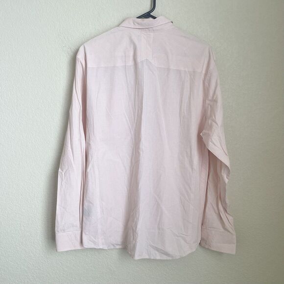 Buckle Black Mens Large Button Up Shirt Peach Long Sleeve Cotton Athletic Fit - Picture 7 of 10